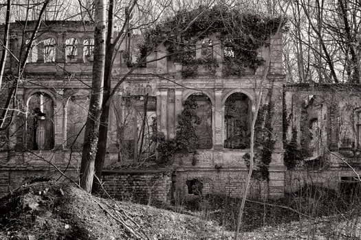 old dilapidated ruin of a villa