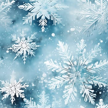 Snowflakes on the blue in watercolor style seamless pattern, created with generative AI