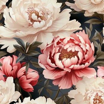 Peony floral seamless pattern tile, created with generative AI