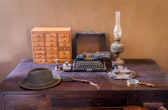 Antique desk and belongings of Howard Carter who discovered the tomb of Tutankhamun in Luxor