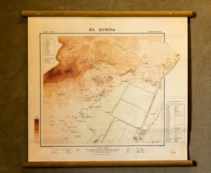 Detailed 1922 topographic map of El Qurna, Tourist Edition, showcases the geography and layout of the Valley of the Kings, Egypt
