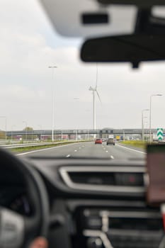 DELFT, NETHERLANDS - APRIL 15, 2019: Autobahn for drivers,cars,Board signs in Holland