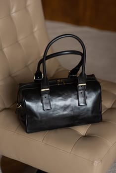 Black leather travel bag