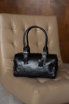 Black leather travel bag
