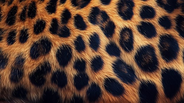 A detailed close-up of the beautiful spotted fur texture of a leopard