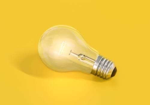Light bulb on yellow background, creative ideas concept