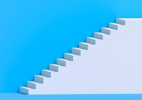 Stairs on a blue background. Business growth concept and the path to success