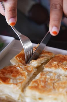 Traditional Turkish Cuisine Pastries borek on a plate ,