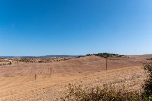 A photo of the San Quirico hills captures the essence of the stunning Tuscan landscape. High quality photo