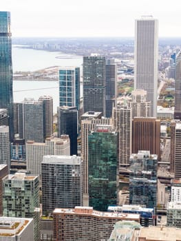 Chicago, Illinois, USA-november 7, 2023-A breathtaking winter panorama of downtown Chicago as seen from the 360 Observation Deck.