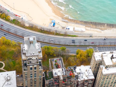 Chicago, Illinois, USA-november 7, 2023-A breathtaking winter panorama of downtown Chicago as seen from the 360 Observation Deck.