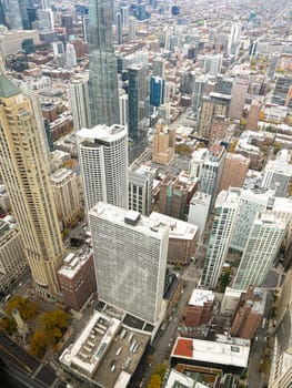 Chicago, Illinois, USA-november 7, 2023-A breathtaking winter panorama of downtown Chicago as seen from the 360 Observation Deck.