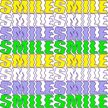 Bright playful funny seamless pattern with quote word smile