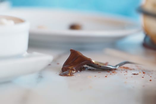 food spilled on a table .