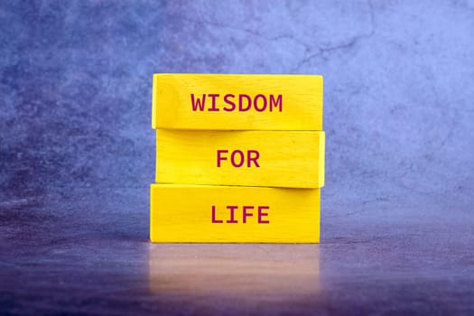 Bright yellow blocks convey the importance of wisdom for life, emphasizing key values in education and personal development.