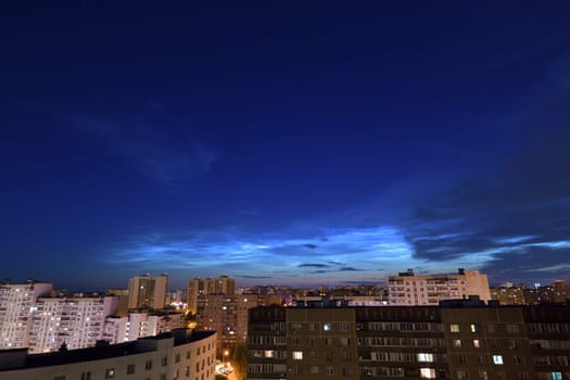 noctilucent clouds over a Moscow, Russia