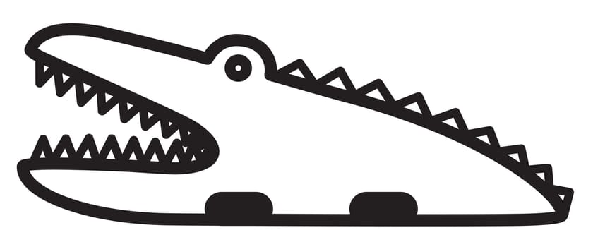 Cute simple black and white crocodile for icon