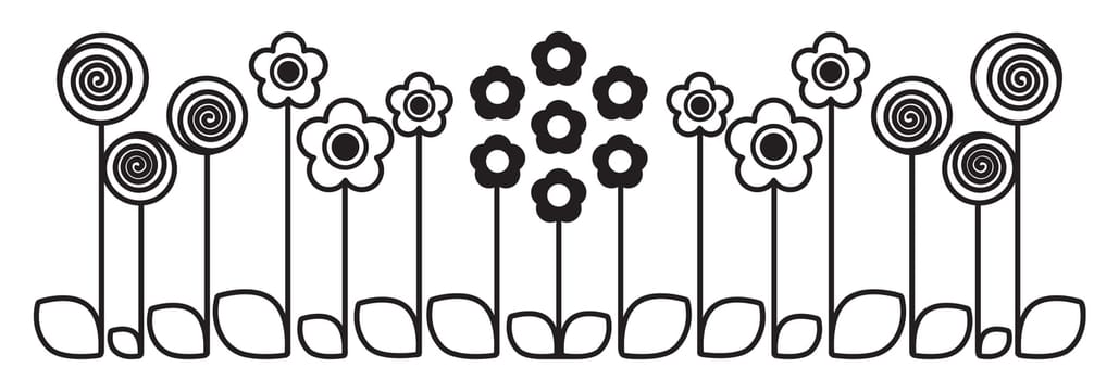 Cute simple black and white flowers for icons