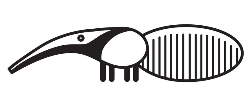 Cute simple black and white anteater for logo