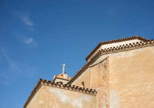 Solana de los Barros, Spain - Sept 29th, 2021: Parish Church of Santa Maria Magdalena, Solana de los Barros, Badajoz, Extremadura, Spain
