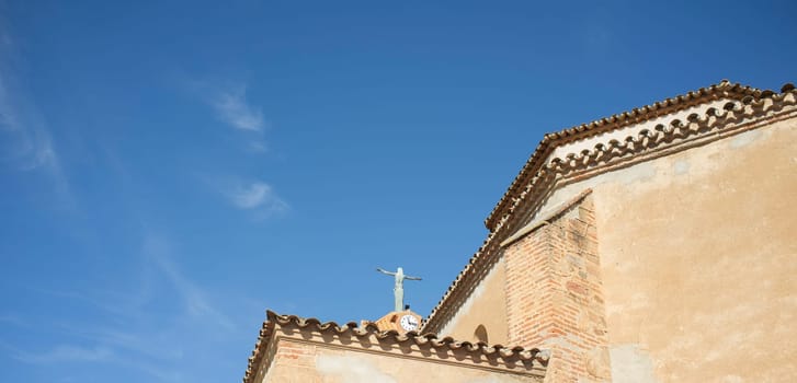 Solana de los Barros, Spain - Sept 29th, 2021: Parish Church of Santa Maria Magdalena, Solana de los Barros, Badajoz, Extremadura, Spain