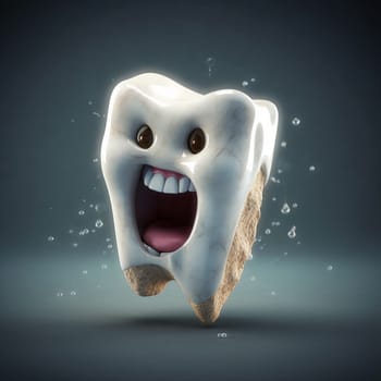Broken tooth with cavity and a sad face, dental health, teeth hygiene, medical concept, generative AI