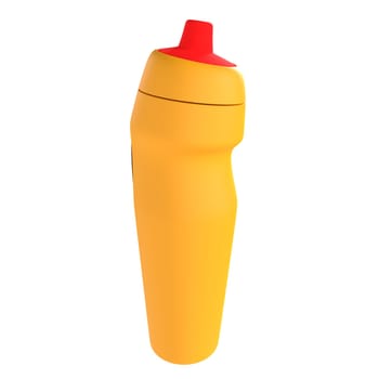 A bright yellow condiment bottle with a red nozzle crafted for dispensing sauces easily.