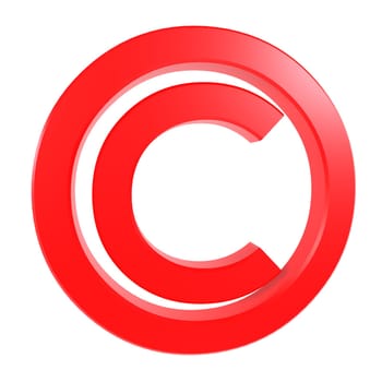 The red copyright symbol showcases protection of creative works and intellectual property rights.