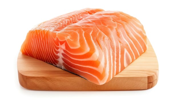 Illustration from salmon steak isolated on white created with Generative AI technology