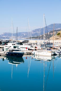 Ventimiglia, Italy - August 2022: the port of Cala del Forte, brand new, state-of-the-art marina property of Monte Carlo