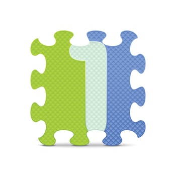 Number 1 written with alphabet puzzle - vector illustration