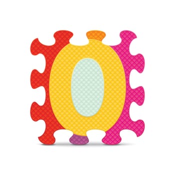 Number 0 written with alphabet puzzle - vector illustration