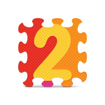Number 2 written with alphabet puzzle - vector illustration
