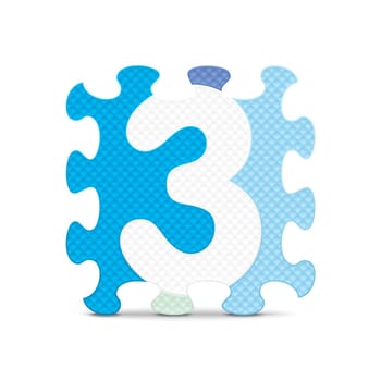 Number 3 written with alphabet puzzle - vector illustration