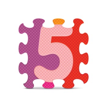Number 5 written with alphabet puzzle - vector illustration
