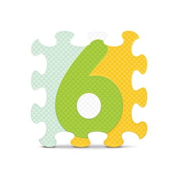 Number 6 written with alphabet puzzle - vector illustration