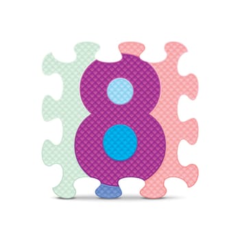 Number 8 written with alphabet puzzle - vector illustration