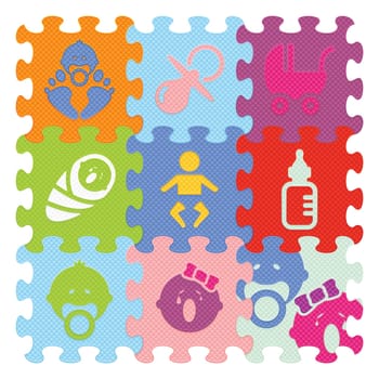 Baby signs made with puzzle - vector illustration