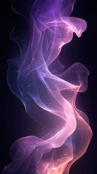 Vibrant, flowing tendrils of smoke create an enchanting pattern against a dark backdrop. The mix of purple and pink hues gives a mesmerizing visual effect.