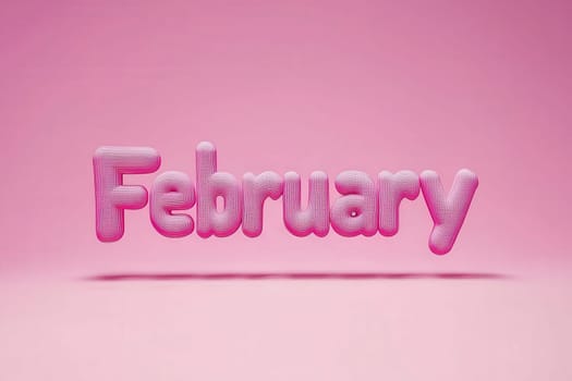 Bright and cheerful lettering spells out February in a soft texture against a smooth pink backdrop. The playful font adds a fun and vibrant feel, perfect for the month.