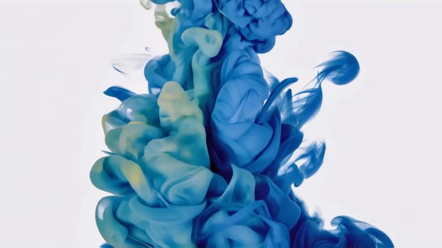 Vivid blue ink flows and swirls through a liquid backdrop, creating a stunning display of motion and color.