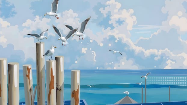 The Bird gliding on cloud and sky with nice background