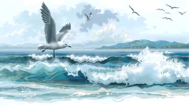 The Bird gliding on cloud and sky with nice background