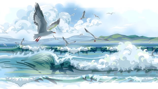 The Bird gliding on cloud and sky with nice background