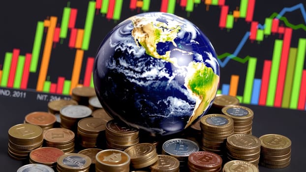 The Display of stock market prices with nice curve and color