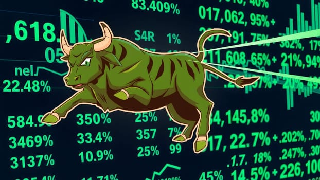 The Display of stock market prices with nice curve and color