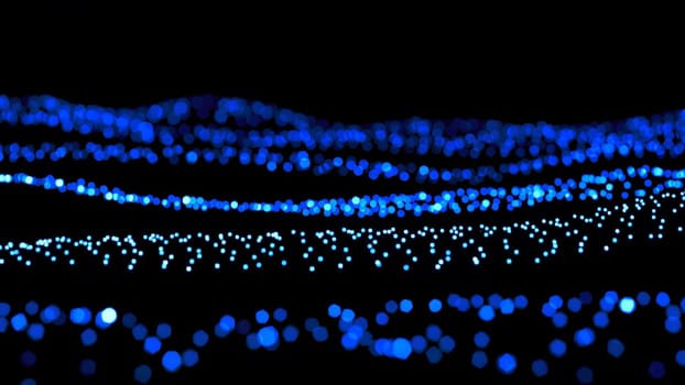 The Blue color digital particles wave flow cyberspace abstract technology