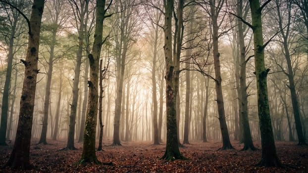 magical spooky dark forest scene featuring tall trees, a serene stream, and glowing orbs evoking mystique and tranquility, perfect for fantasy or nature themed projects. good for content creation background