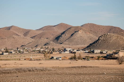 Mountains in Morocco. Travel destination in Africa. Vacation trip. Moroccan culture. Summer holiday. North Africa. Mountain landscapes. Desert soil