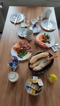 October 17 2024 Liberec Czech Republic Europe Breakfast baguette setup food takeaway table restaurant objects shotlisttravel travel tourism . High quality photo